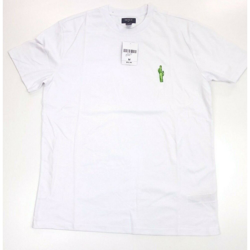 Men's Forever 21 T-shirt Size M Cactus Tee White